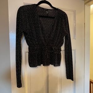 Flowy Polka Dot Blouse 10$